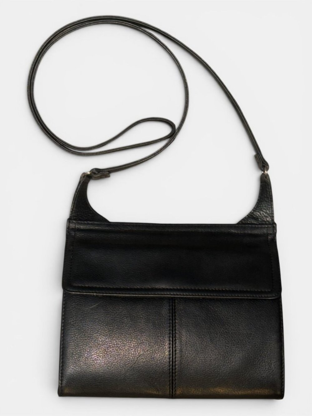VTG Fossil Crossbody Organizer Black Pebbled Leather Multicompartment Travel Bag - Picture 4 of 8